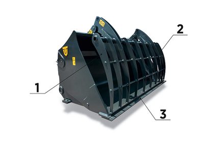 High tilting bucket with clamp