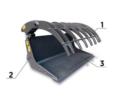 Light material bucket with grille