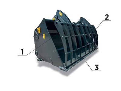 High tilting bucket with clamp